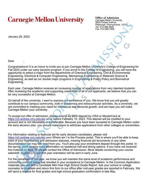 where am i in the process cmu|carnegie mellon university acceptance letter.